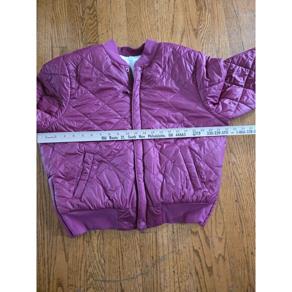 Offline By Aerie Magenta Sherpa Lined Button Up Puffer Coat Size Large - Picture 9 of 10
